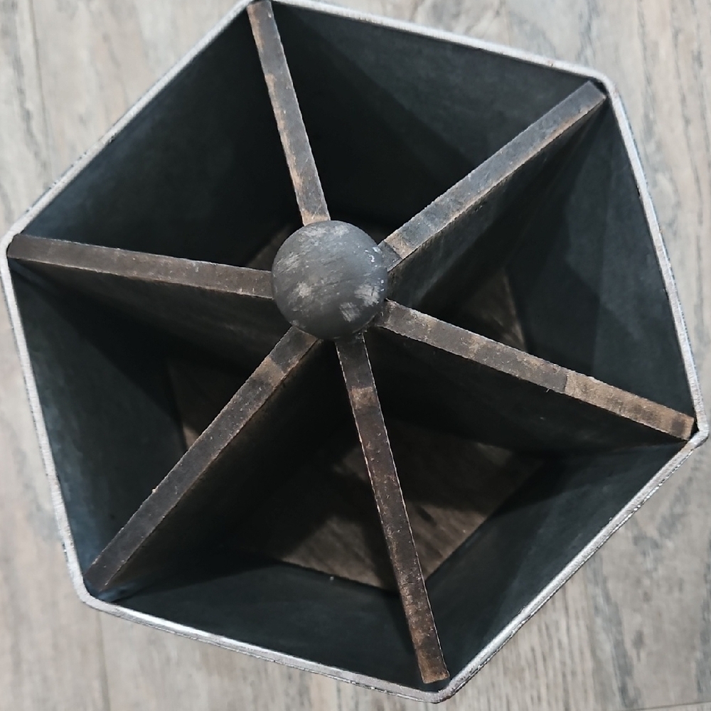 Rae Dunn Hexagonal Galvanized Gray Metal Organizer - Picture 4 of 8
